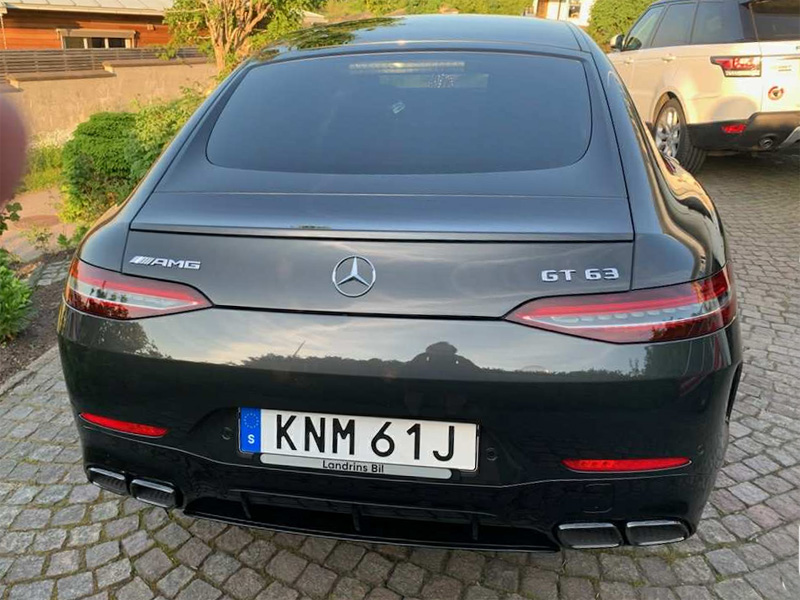 Mörkgrå Mercedes-Benz AMG GT 63 4-dörrars Coupé 4MATIC+ stulen i Onsala söder om Kungsbacka