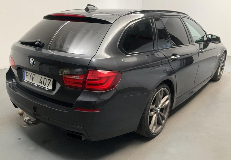 Svart BMW M550D Xdrive Touring stulen i Långås mellan Falkenberg och Varberg
